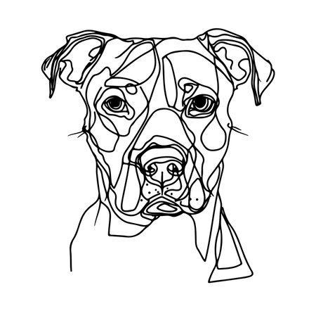 This minimalist line art illustration features a dog's head, emphasizing simplicity and elegance in design. Ideal for modern decor and art lovers.のイラスト素材