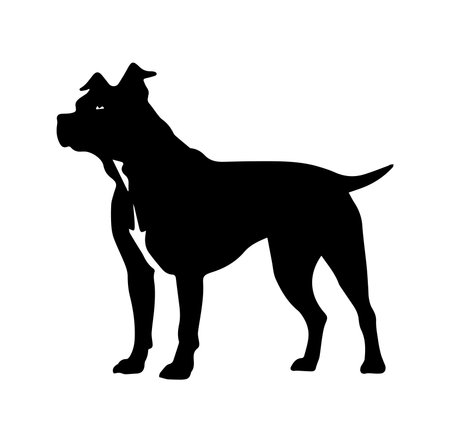 A striking silhouette of a dog standing tall, showcasing its profile against a simple backdrop. Perfect for pet lovers and animal-themed projects.のイラスト素材