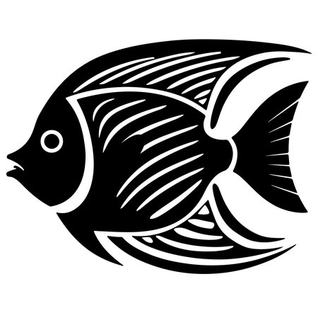 This black and white illustration of a fish showcases intricate details. Perfect for marine-themed designs, and it adds artistic flair to any aquatic project.のイラスト素材