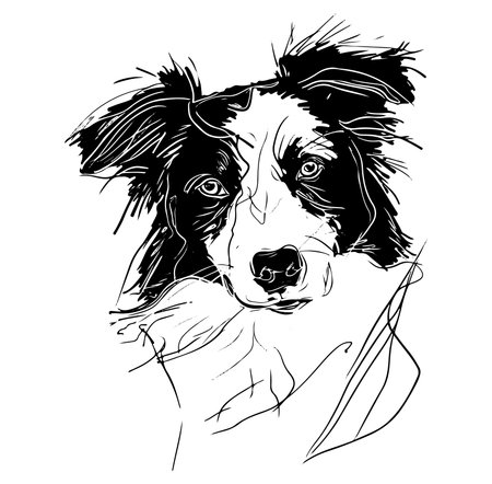 This artistic line drawing captures the essence of a dog, featuring intricate details and a modern style. Ideal for pet lovers and art enthusiasts.のイラスト素材