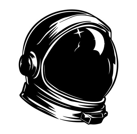 This vintage style illustration showcases an astronaut helmet design, blending retro elements with a minimalist approach. Ideal for creative projects.のイラスト素材
