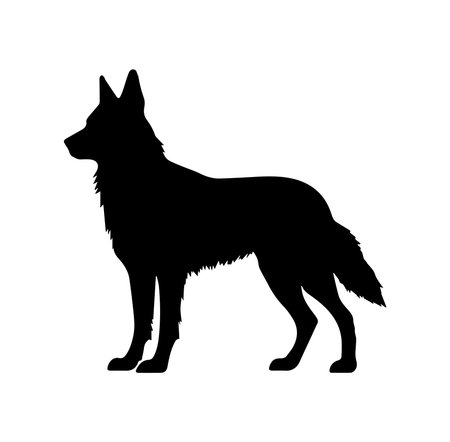 This striking silhouette features a dog in a confident pose, showcasing its elegant form and framed by a simple outline, perfect for minimalist designs.のイラスト素材