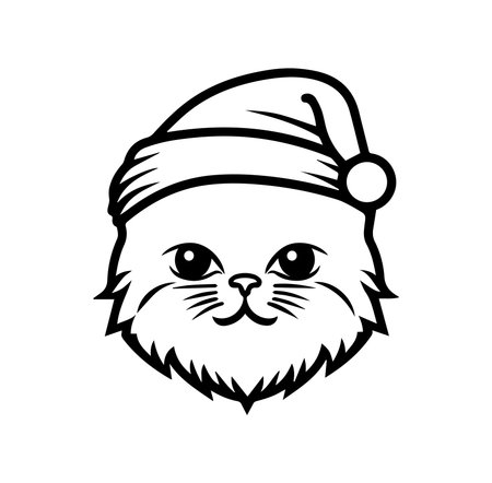 This adorable cat face wearing a Santa hat makes a perfect design element for holiday crafts, festive cards, and cheerful decorations this season.のイラスト素材