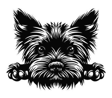 This graphic art features a cute Yorkie dogのイラスト素材