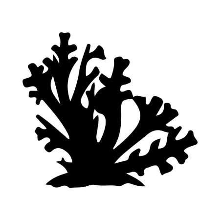 This image features a detailed silhouette of an abstract coral reef design against a white background. It represents marine life and biodiversity.のイラスト素材