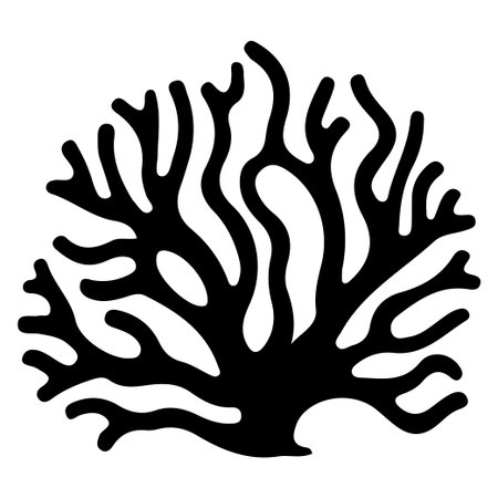 Intricate black coral silhouette showcasing elegant organic patterns, perfect for marine-themed projects, decor, or graphic design. Ideal for nature lovers.のイラスト素材