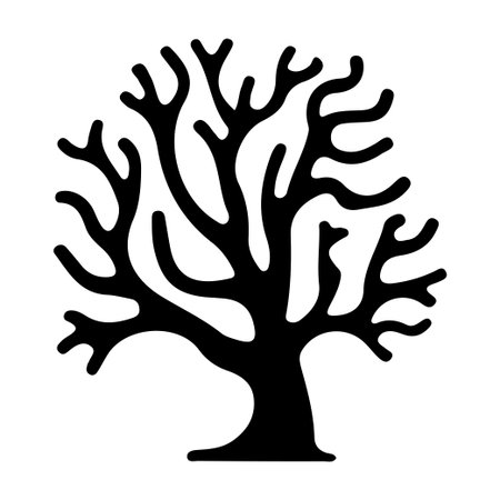 A striking silhouette of a coral reef showcasing intricate branches and fluid shapes. This artistic representation captures the beauty and diversity of underwater ecosystems.のイラスト素材