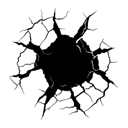 High-resolution black crack design on a white background, perfect for various creative projects. Ideal for use in graphic design, illustrations, or backgrounds.のイラスト素材
