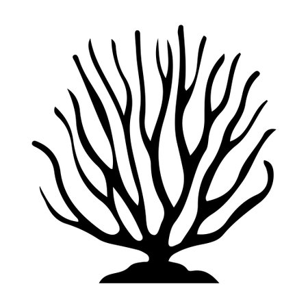 This image features an abstract silhouette of a coral structure, offering a stylish representation of marine life. Perfect for artistic and nature-themed projects.のイラスト素材