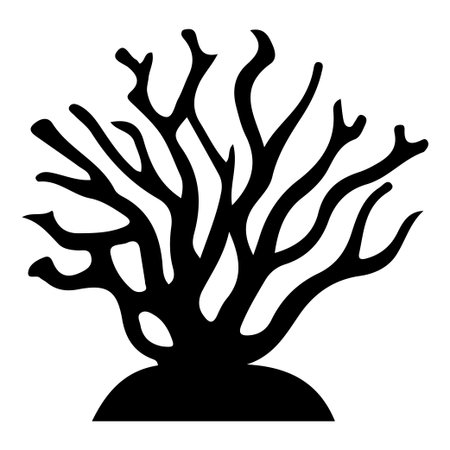 This abstract silhouette of a coral reef showcases intricate branching design. Ideal for marine conservation, nature projects, and artistic endeavors.のイラスト素材