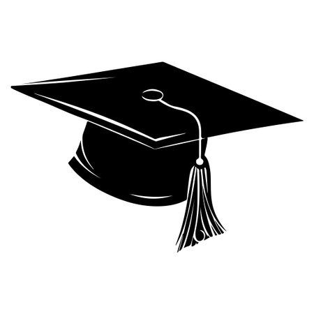 A simple and elegant graduation cap icon representing academic achievement and celebration. Perfect for designs related to education.のイラスト素材