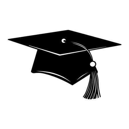 A minimalist illustration of a graduation cap representing academic success and achievement. Ideal for educational themes and celebrations.のイラスト素材