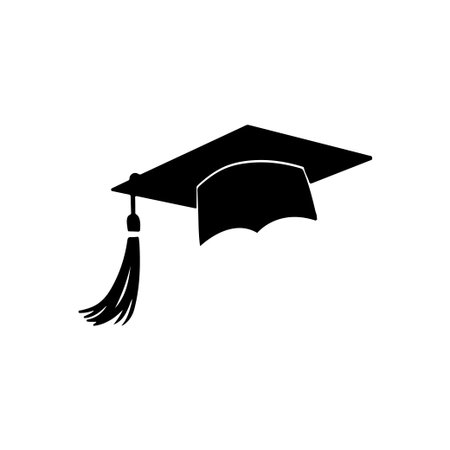 This image features a simple graduation cap silhouette against a white background, representing academic success and achievement in education.のイラスト素材