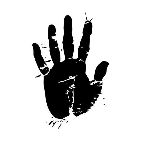This striking black and white handprint illustration features a textured design, ideal for creative projects and artistic endeavors.のイラスト素材