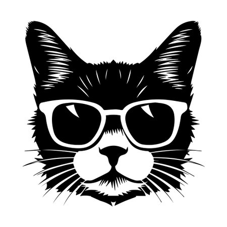 This striking vector illustration features a cool cat wearing stylish glasses, perfect for adding a fun touch to various creative projects.のイラスト素材