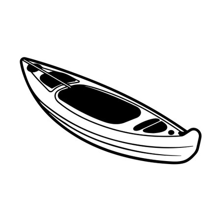 Hand-drawn illustration of a sleek kayak ideal for outdoor enthusiasts. This minimalist design captures the essence of water activities and adventure.のイラスト素材