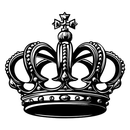 This elegant royal crown features intricate designs and decorative jewels. Ideal for representing power, authority, and luxury in creative projects.のイラスト素材