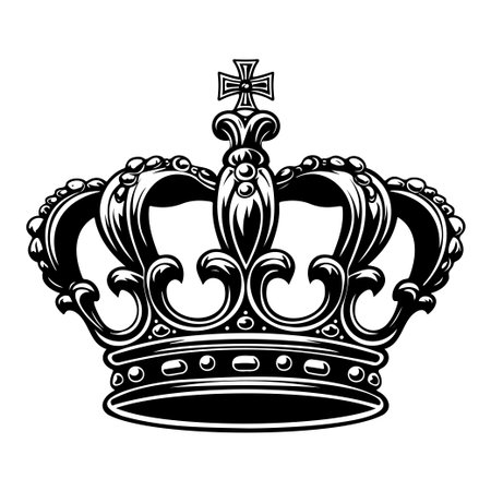 This striking crown illustration showcases intricate details and a timeless design, ideal for representing themes of royalty, elegance, and grandeur in various projects.のイラスト素材