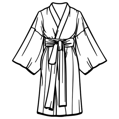 This illustration depicts a traditional robe featuring flowing sleeves and a belt, perfect for relaxation and leisure activities. A versatile garment for all.のイラスト素材