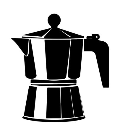 This artistic silhouette of a Moka pot captures the essence of coffee culture, blending modern design and classic functionality for stylish kitchen decor.のイラスト素材