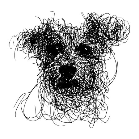 This artistic representation features a dog created with intricate black lines, capturing the charming essence of a pet through an abstract and whimsical design.のイラスト素材