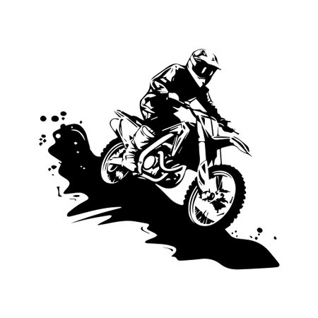 This artwork captures the exhilarating essence of motocross, featuring a rider in mid-air, emphasizing the thrill and adrenaline of dirt biking. Ideal for sports enthusiasts.のイラスト素材