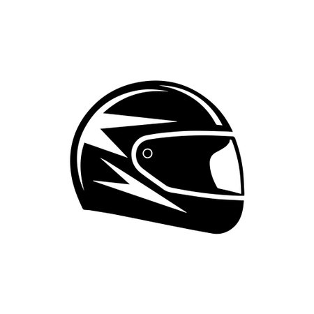 This sleek black motorcycle racing helmet showcases an aerodynamic design, featuring a visor that enhances safety and performance for riders on the racetrack.のイラスト素材