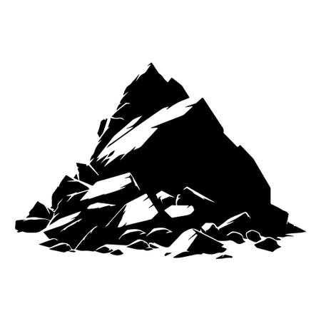 This black and white silhouette showcases a pile of rocks, highlighting natural textures and shapes. Ideal for nature-themed graphics, illustrations, or designs.のイラスト素材