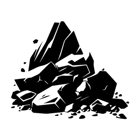 Artistic black and white illustration of a pile of rocks, perfect for use in natural landscape themes, texture backgrounds, or creative design projects.のイラスト素材