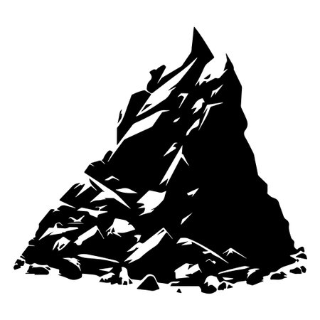 Stunning abstract silhouette of a mountain peak displaying sharp edges and intricate details, perfect for creative projects, graphic design, and artistic applications.のイラスト素材