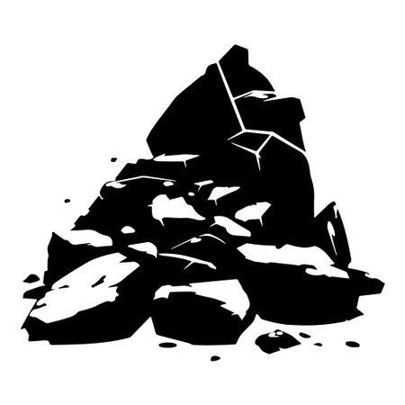 This abstract black silhouette of a rock pile captures the essence of nature's rugged beauty, ideal for creative projects and design applications.のイラスト素材