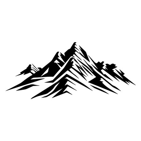 This striking abstract mountain silhouette features sharp peaks and dynamic lines in black and white, perfect for modern designs and nature-themed projects.のイラスト素材
