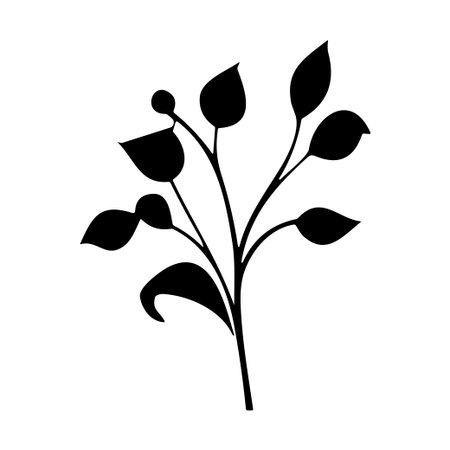This elegant illustration features a simplistic plant design with leaves, perfect for minimalist decor and nature-themed projects, enhancing any visual aesthetic.のイラスト素材