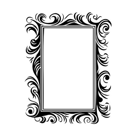 Intricate decorative frame design featuring beautiful swirls and patterns, perfect for enhancing artwork, invitations, and creative projects.のイラスト素材