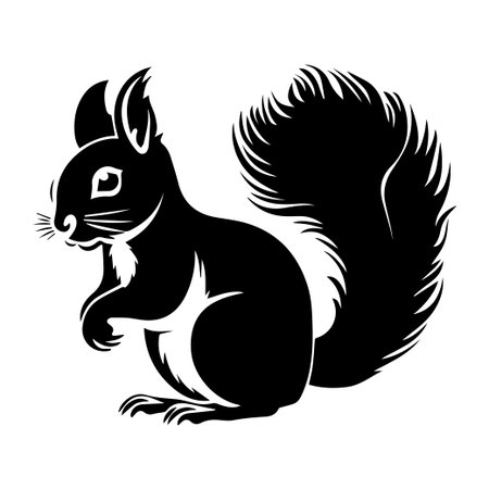 This striking silhouette features a curious squirrel perched gracefully. Perfect for use in crafts, nature designs, and illustrations.のイラスト素材