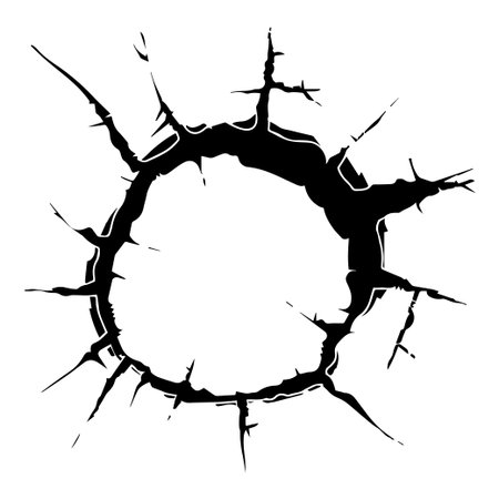 This striking black hole features sharp edges and irregular cracks, making it a versatile design element for graphic and illustrative projects.のイラスト素材