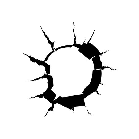 This image features a striking cracked wall design, showcasing sharp edges and broken texture ideal for various creative projects and designs.のイラスト素材