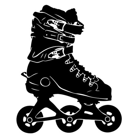 This image features a striking silhouette of a roller skate, ideal for promoting sports and recreational activities. Perfect for fitness or lifestyle themes.のイラスト素材