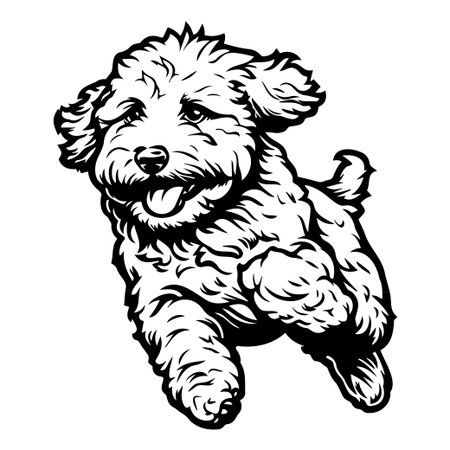A delightful sketch of a playful dog in mid-run showcases joy and energy, perfect for pet lovers and animal-themed designs.のイラスト素材