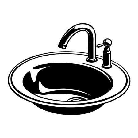 This image showcases a modern circular sink design featuring a sleek faucet, ideal for contemporary bathrooms and inspiring interior decor ideas.のイラスト素材