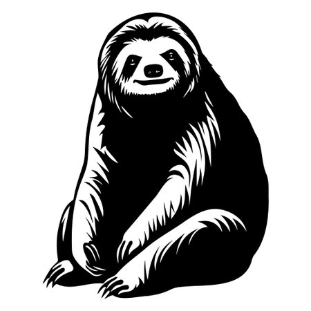 This detailed illustration features a sloth in a relaxed pose, capturing its endearing features, inviting a sense of calm and serenity.のイラスト素材
