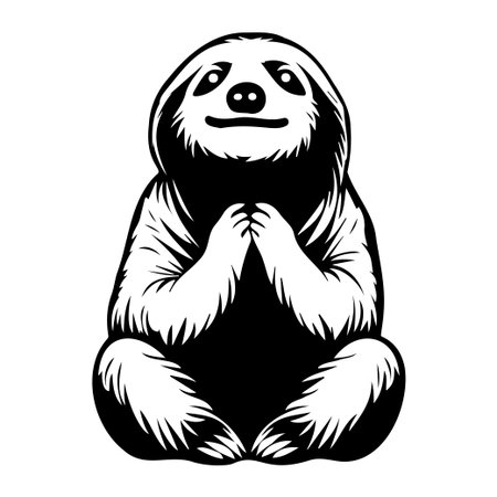 This delightful illustration showcases a sloth with a cheerful expression, ideal for projects focused on wildlife, nature, and cuteness.のイラスト素材