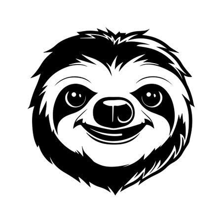 This charming sloth face illustration features a playful expression and a unique design, perfect for art projects or decor. Ideal for animal lovers.のイラスト素材