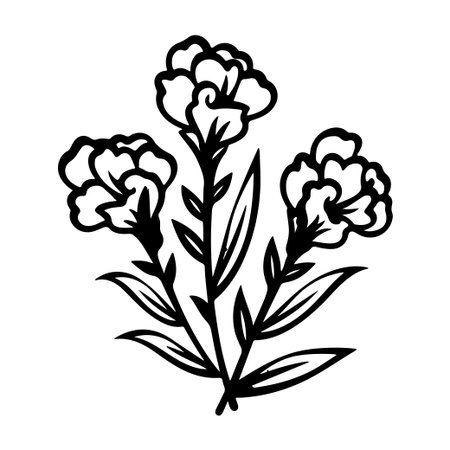 This stunning black and white floral illustration captures the beauty of flowers and leaves, making it perfect for art and design projects.のイラスト素材