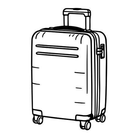 This illustration showcases a sleek suitcase design ideal for travelers. Featuring wheels and a retractable handle, it combines style and functionality for all adventures.のイラスト素材