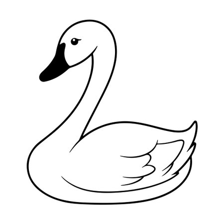 A beautiful illustration of a swan gracefully swimming, captured in a minimalistic black-and-white design, perfect for nature-themed art.のイラスト素材