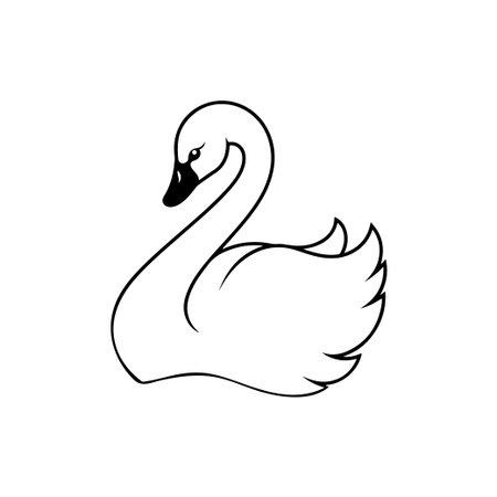 This elegant black and white illustration of a swan showcases its graceful movement and serene presence, ideal for various artistic projects.のイラスト素材