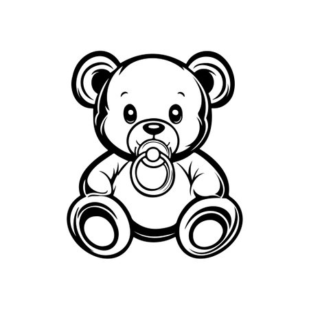This adorable cartoon baby bear with a pacifier is perfect for children's illustrations, nursery decor, and playful designs. Create warmth and joy.のイラスト素材