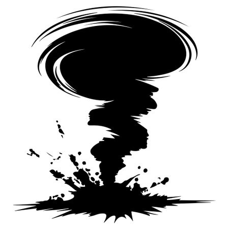 An artistic representation of a swirling tornado shape with a splash effect, perfect for conveying themes of power, chaos, and energy.のイラスト素材