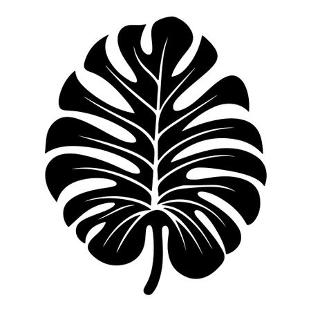 A striking silhouette of a monstera leaf set against a simple background, highlighting the unique shapes and patterns of tropical foliage.のイラスト素材
